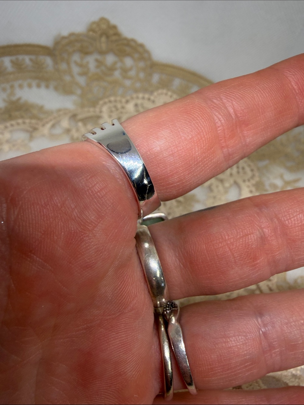 925 Sterling Silver Sculptural 4 Wave Ring Size 8 Organic Modernist Statement - Picture 4 of 8